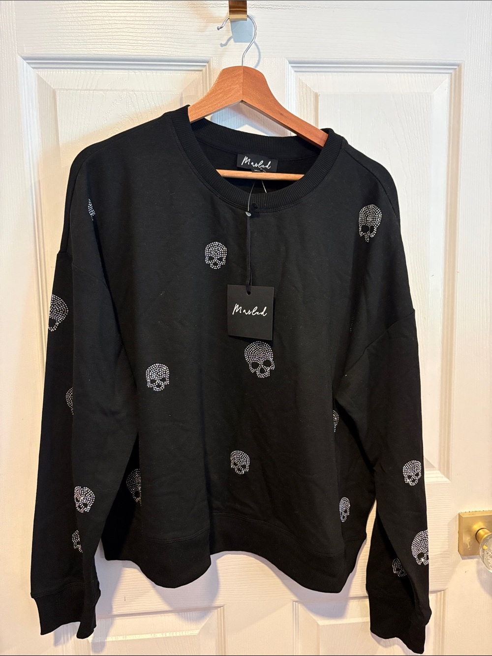 BNWT MARLED Black Skull-Embellished Halloween Sweater Women's Size XL